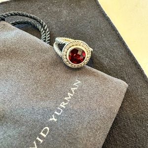 David Yurman Petite Albion ring in sterling silver with garnet and pavé diamonds